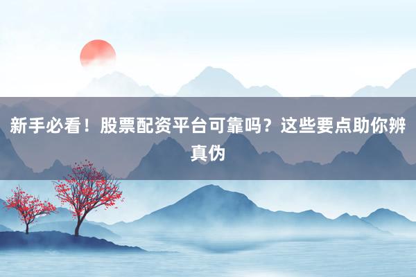 新手必看！股票配资平台可靠吗？这些要点助你辨真伪