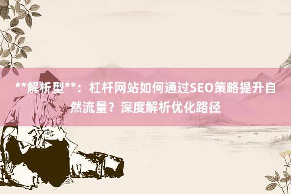 **解析型**：杠杆网站如何通过SEO策略提升自然流量？深度解析优化路径