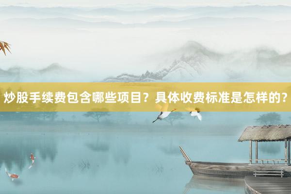 炒股手续费包含哪些项目？具体收费标准是怎样的？
